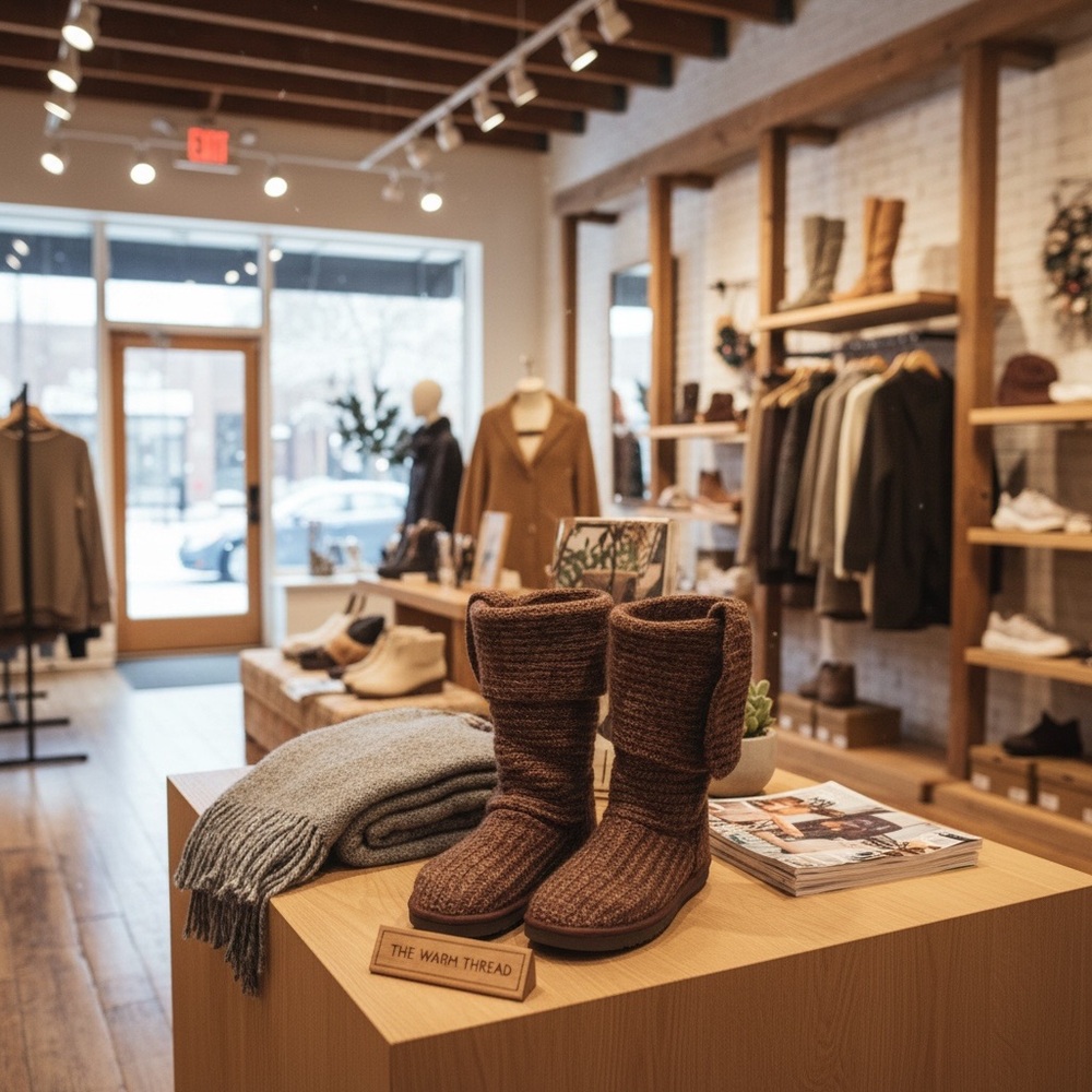 Cozy Brown Knit Boots